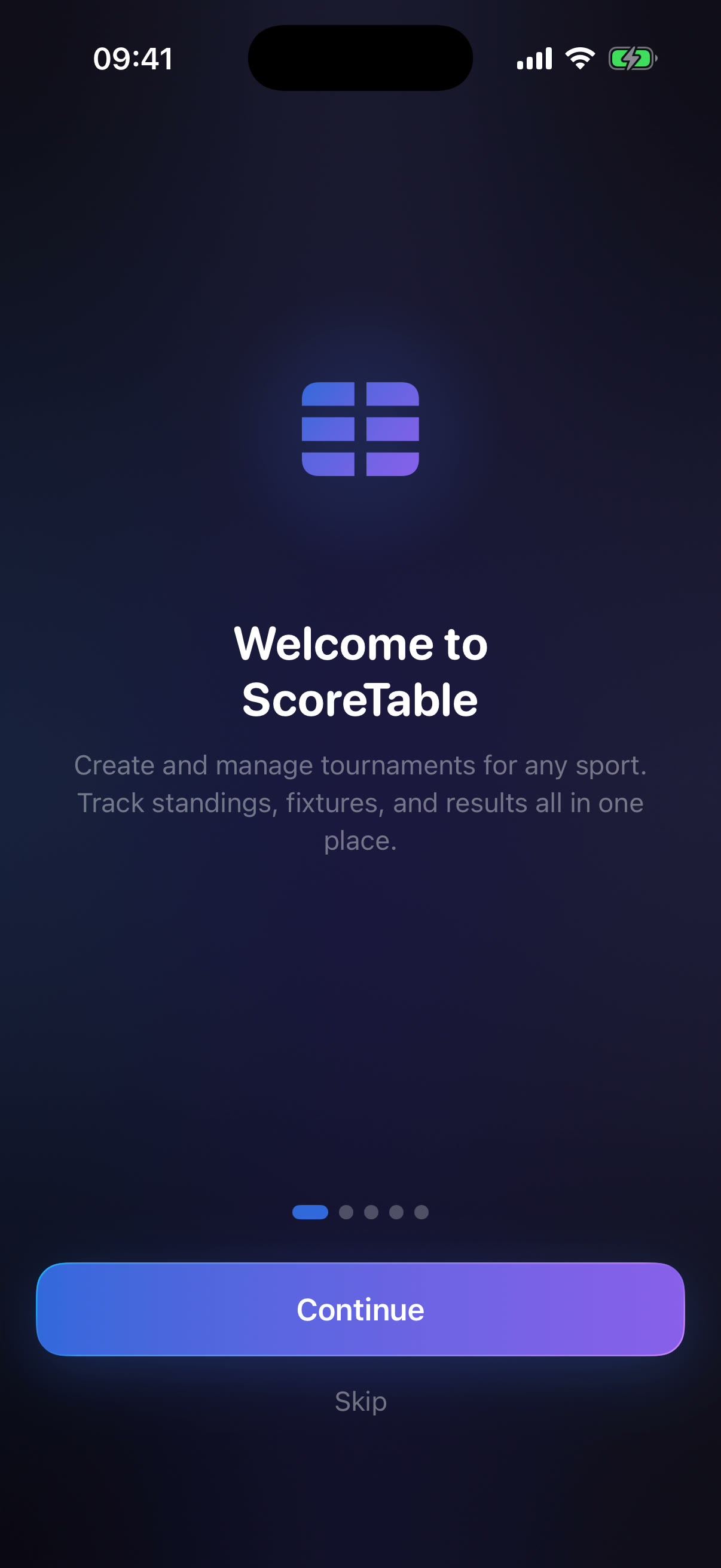 Onboarding: Welcome to ScoreTable