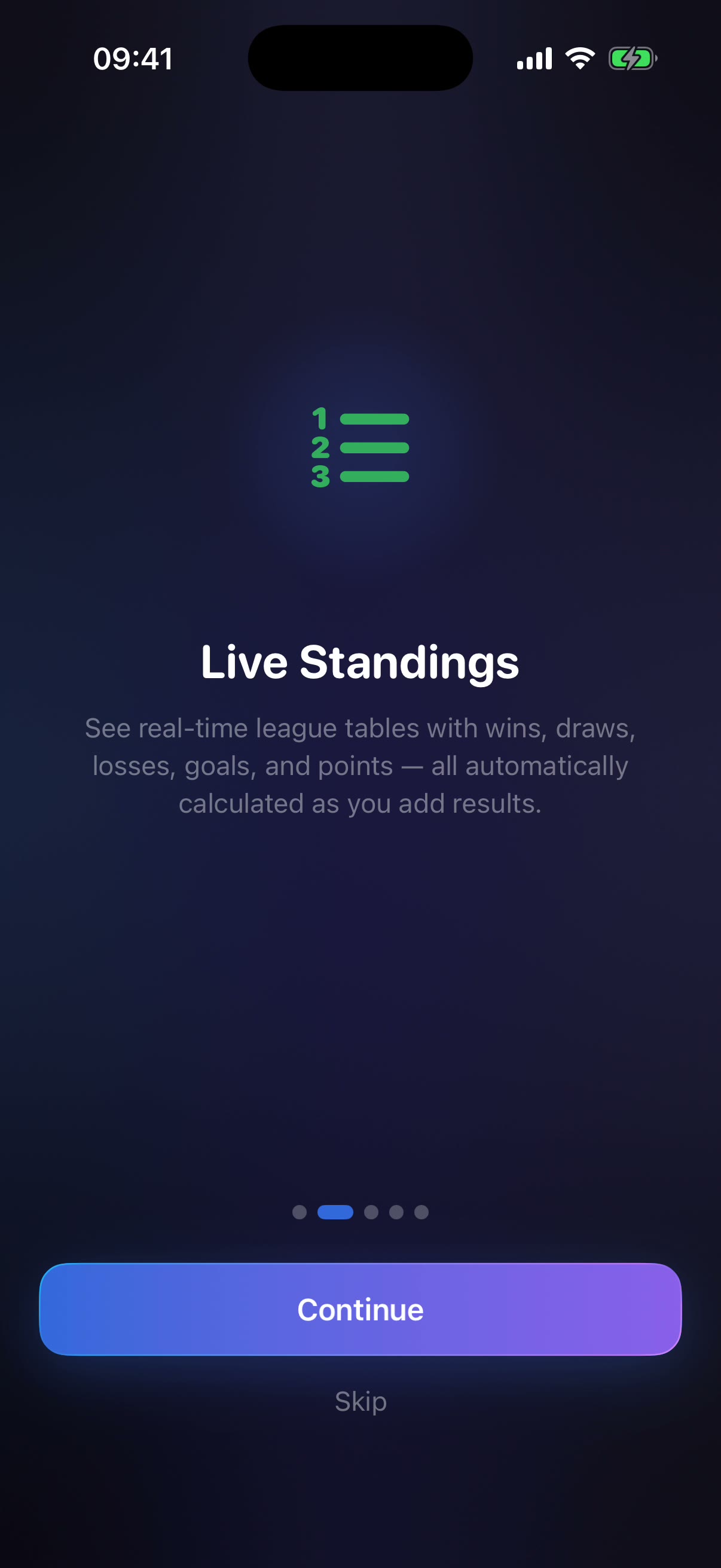 Onboarding: Live Standings