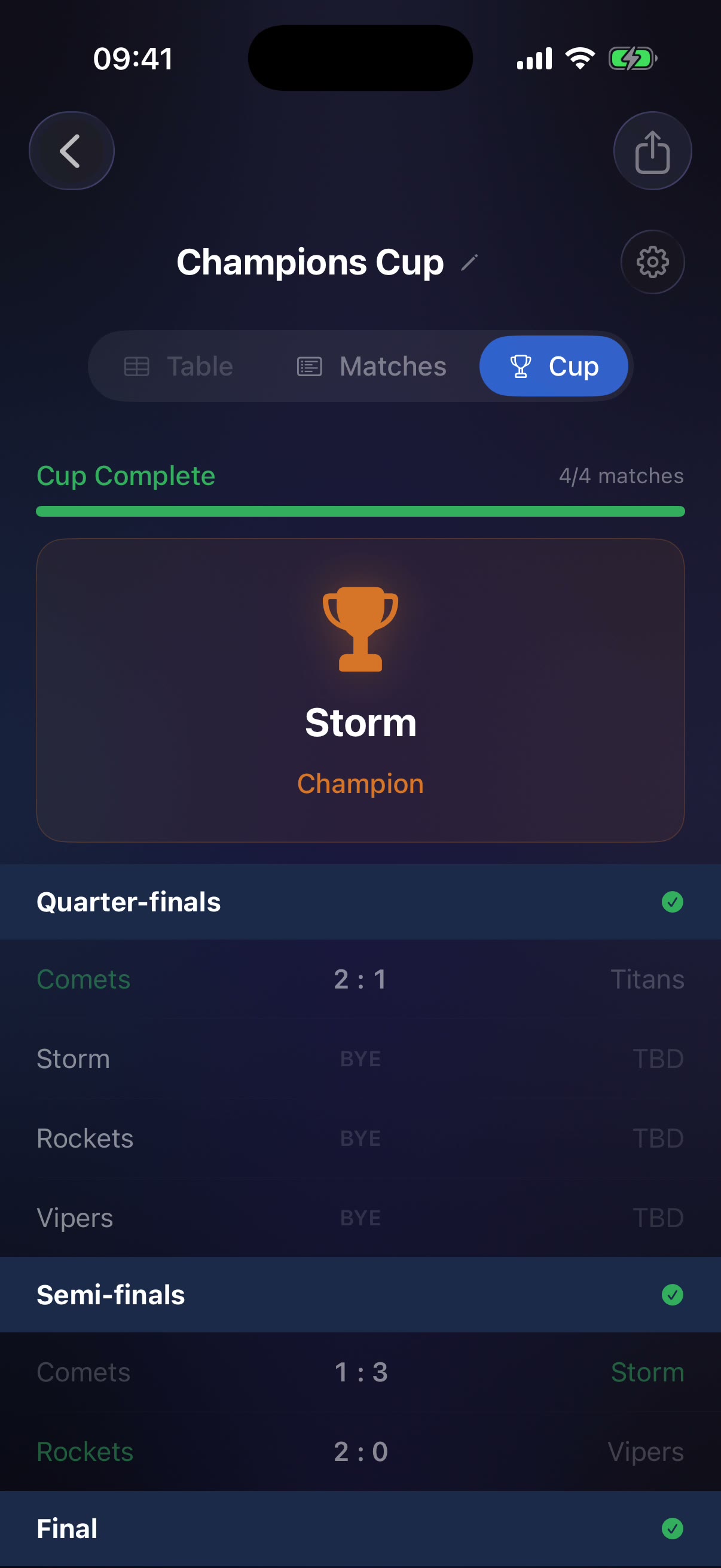 Champion banner: Storm win the Champions Cup
